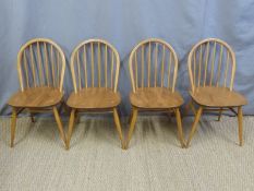 A retro Ercol light elm set of four chairs