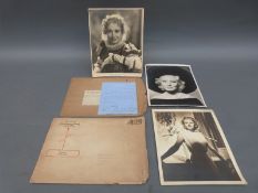 Three film interest signed photographs comprising Frances Day with signed letter,
