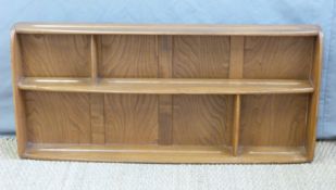 A retro Ercol light elm plate rack (H50 x W107 x D11cm)