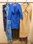 Eight evening dresses/ball gowns, two with matching jackets, sizes 10 to medium,