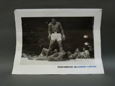 Muhammed Ali signed photograph/poster of Ali and Sonny Liston,