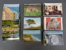 A box and two albums of postcards, early and modern, includes greetings cards,