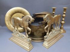 A helmet shaped brass coal scuttle,