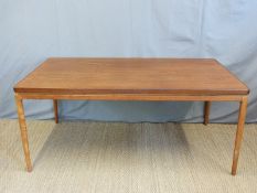 A retro Heals mahogany table raised on turned legs (H72 x L165 x D90cm)
