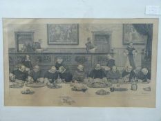 Three signed Walter Dendy Sadler prints of monks fishing, Bring Home The Catch and The Banquet,