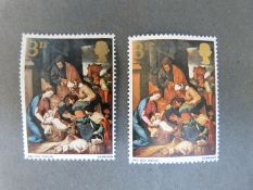 GB 3d stamps SG 756c error, rose omitted, mint hinged with light corner thin and crease,