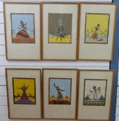 After E Galpois set of six prints depicting dancers and musicians of the world with Galerie Lutetia,