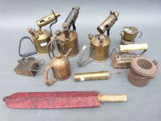 A quantity of vintage blow lamps including Primus and other collectables