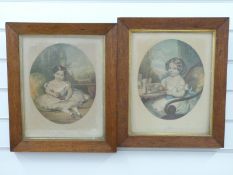 Two framed Victorian prints of children Ada and Daisy (after Alexander Blaikley) 27 x 22cm
