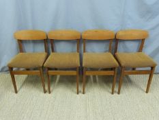 Four retro upholstered dining chairs possibly Danish/G Plan style or similar