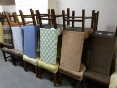 Twelve dining chairs