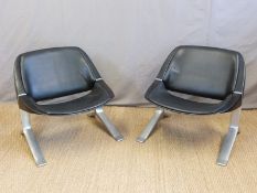 A pair of retro leather and aluminium chairs by Knut Hesterberg