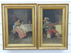 A pair of 19th/early 20thC continental oil on canvas,