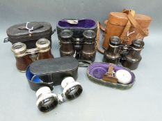 Two cased pairs of WWI era binoculars, Russian binoculars,