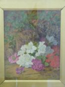 Thomas Worsey (1829-1875) Victorian oil on canvas of flowers in a naturalistic setting,