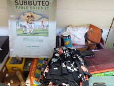 A quantity of games to include draughts, scrabble, Chad Valley skittles, Subbuteo table cricket,