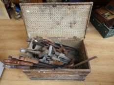 A quantity of vintage woodworking tools including Tyzack and other saws