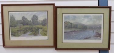 A pair of Tim Hawes limited edition fishing prints 134/350,