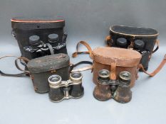 Four pairs of binoculars including Jockey Club and Keyzon & Brendon examples
