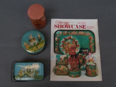 Two vintage Tindeco Harrison Cady decorated Peter Rabbit metal candy tins, one circular,