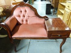 An upholstered telephone seat