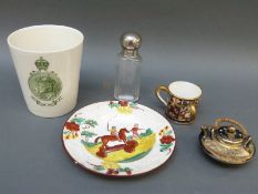 A child's plate, Coronation cup June 1912, miniature Chinese teapot,