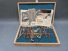 A collection of turned boxwood and other lace bobbins