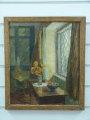 A 20thC impressionist oil on board interior scene,