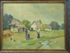Zsolnay B Oil on canvas Hungarian village scene,