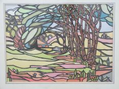 Ann Hardy Art Deco style watercolour 