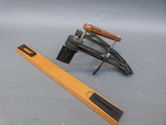 A sextant or similar surveyor's instrument and a sighting rule
