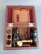 Leitz microscope or viewer / magnifier in mahogany case