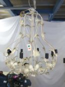 An Italian wrought iron chandelier with gilt decoration,
