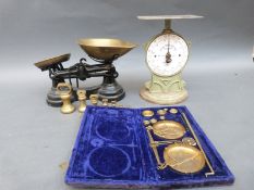 Librasco postal scales with brass weights together with a Postal Parcel Balance by Salter's and a