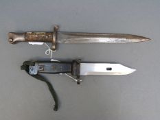 Two bayonets comprising Russian or similar type 2 AKM example and a P1888 Mk1