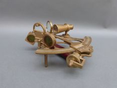 A brass sextant stamped 96024
