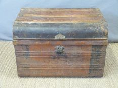 A vintage metal travelling trunk,