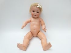 Armand Marseille bisque headed doll with open mouth, weighted brown eyes,