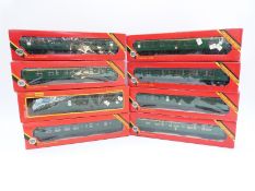 Eight Hornby 00 gauge carriages,