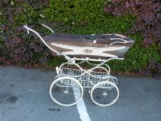 A Silver Cross pram with two tone brown body and Marlands pram canopy in original box