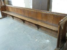 A 19thC oak church pew, ex St Batholomew's Church, Cam,