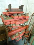 Approximately 50 church kneelers, probably upholstered oak, ex St Bartholomew's Church,