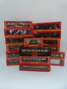 Sixteen Hornby 00 gauge carriages and coaches including Top Link,