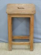 A late 19th/early 20th century clerk's stool with elm seat,