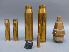 A WWI brass shell fuse, cut-away for display/training purposes,