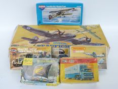 Five Airfix, Revell, Matchbox and similar model kits including aeroplanes,