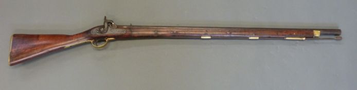 Enfield percussion hammer action gun with 'Tower 1845' and crown over VR cypher stamped to lock,
