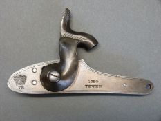 An Enfield percussion hammer action lock stamped 1859 Tower and with crown over VR cipher with line