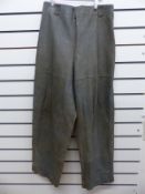A pair of German WWI leather U-boat trousers formerly the property of Karl-Heinz Zingel,