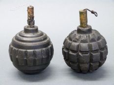 Two German WWI inert Kugel grenades,
